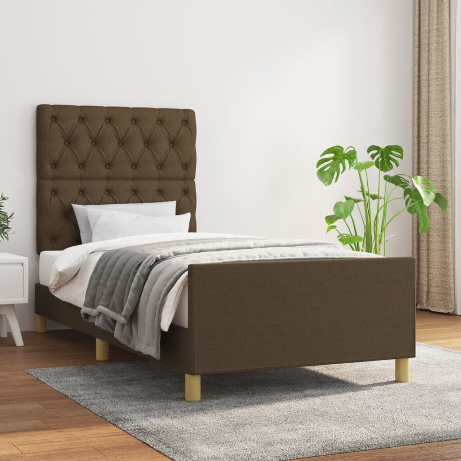 vidaXL Bedframe zonder matras 80x200 cm stof donkerbruin vidaXL Bedframe zonder matras 80x200 cm stof donkerbruin afbeelding 1