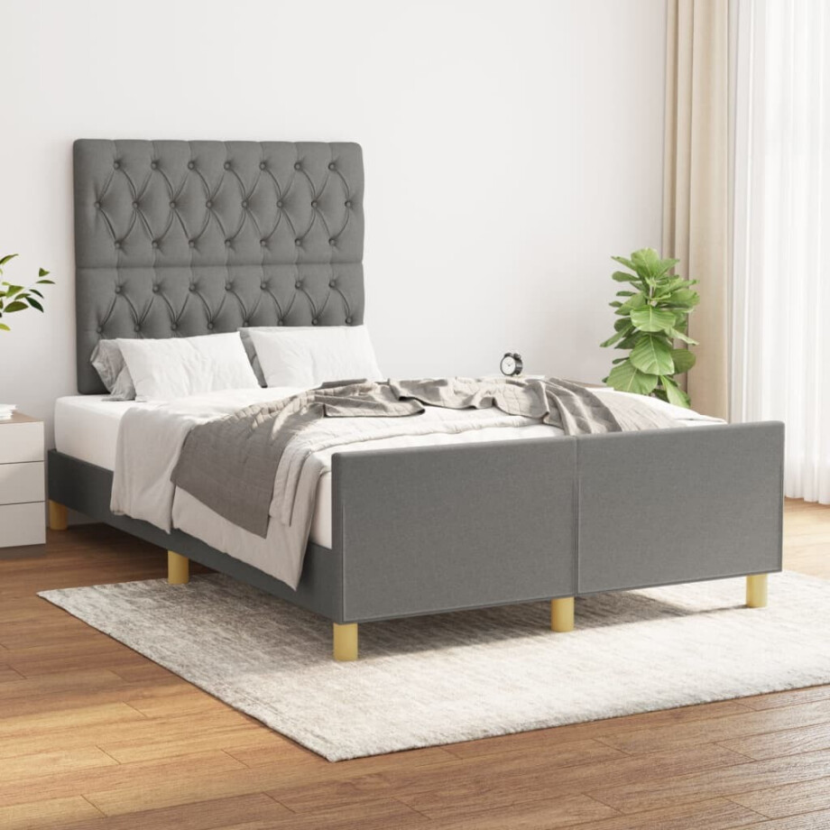 vidaXL Bedframe zonder matras 120x200 cm stof donkergrijs afbeelding 1