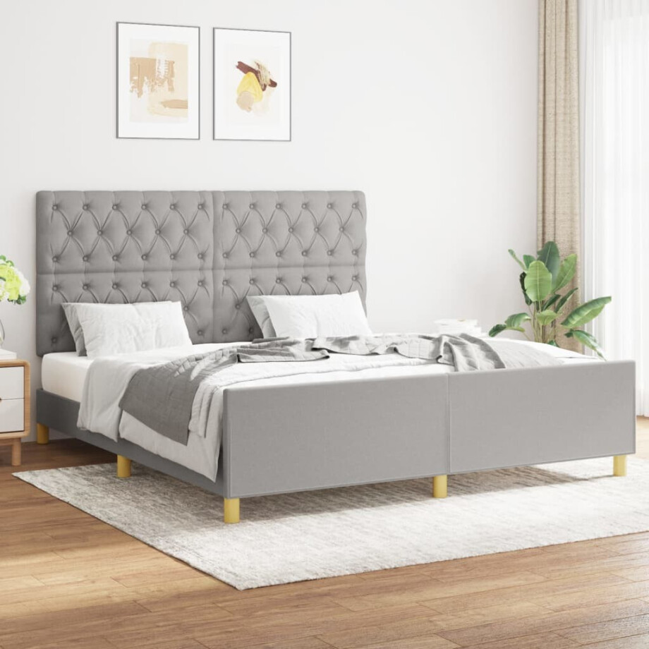 vidaXL Bedframe zonder matras stof lichtgrijs 160x200 cm vidaXL Bedframe zonder matras stof lichtgrijs 160x200 cm afbeelding 1