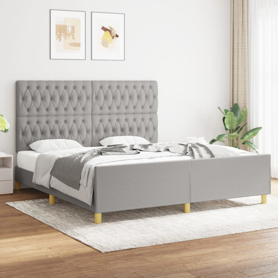 vidaXL Bedframe zonder matras stof lichtgrijs 180x200 cm vidaXL Bedframe zonder matras stof lichtgrijs 180x200 cm afbeelding 1