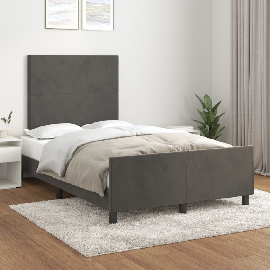 vidaXL Bedframe zonder matras 120x200 cm fluweel donkergrijs vidaXL Bedframe zonder matras 120x200 cm fluweel donkergrijs afbeelding 1