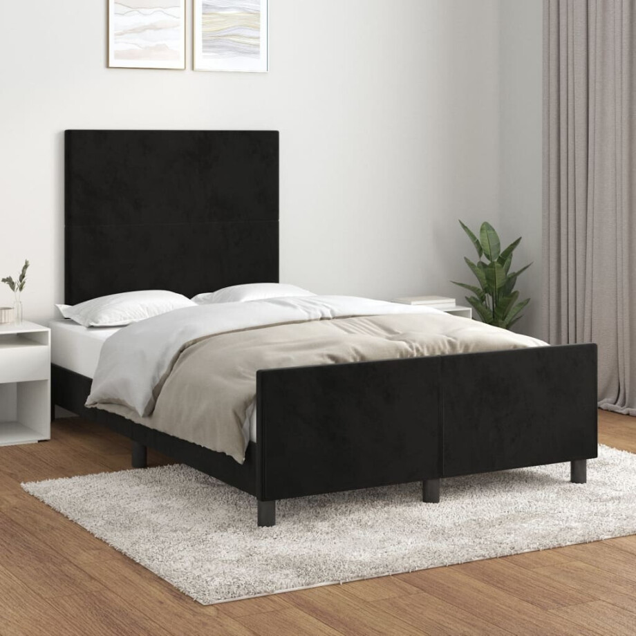 vidaXL Bedframe zonder matras 120x200 cm fluweel zwart vidaXL Bedframe zonder matras 120x200 cm fluweel zwart afbeelding 1