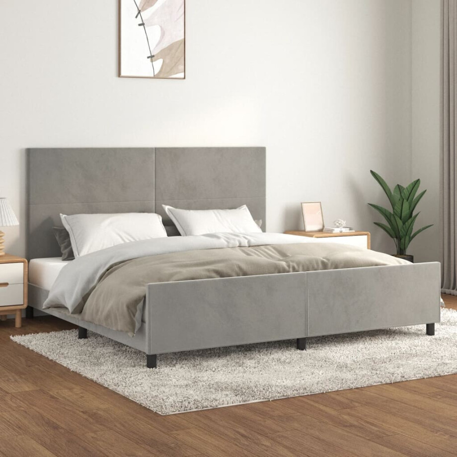 vidaXL Bedframe zonder matras 200x200 cm fluweel lichtgrijs vidaXL Bedframe zonder matras 200x200 cm fluweel lichtgrijs afbeelding 1