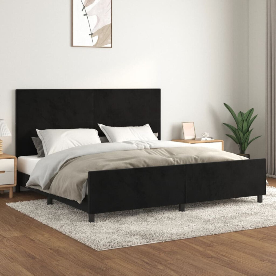 vidaXL Bedframe zonder matras 200x200 cm fluweel zwart vidaXL Bedframe zonder matras 200x200 cm fluweel zwart afbeelding 1