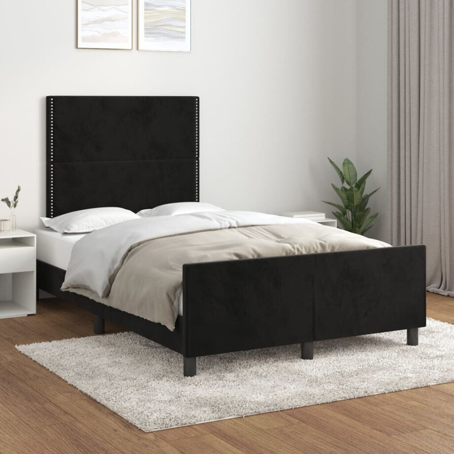 vidaXL Bedframe zonder matras 120x200 cm fluweel zwart vidaXL Bedframe zonder matras 120x200 cm fluweel zwart afbeelding 1