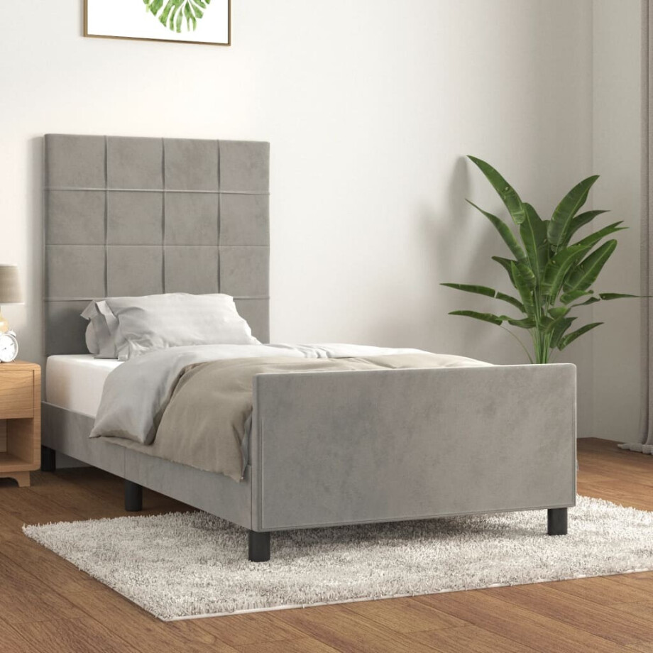 vidaXL Bedframe zonder matras 90x200 cm fluweel lichtgrijs vidaXL Bedframe zonder matras 90x200 cm fluweel lichtgrijs afbeelding 1