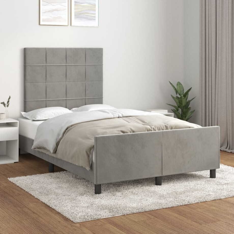 vidaXL Bedframe zonder matras 120x200 cm fluweel lichtgrijs afbeelding 1