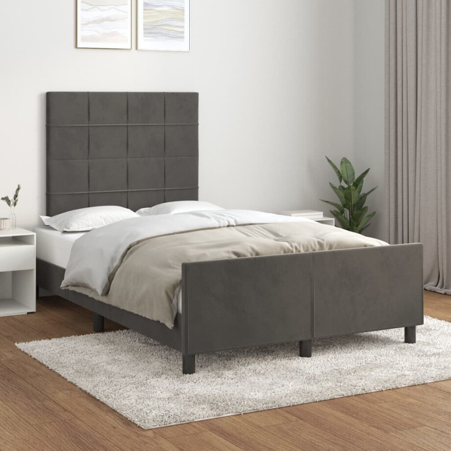 vidaXL Bedframe zonder matras 120x200 cm fluweel donkergrijs vidaXL Bedframe zonder matras 120x200 cm fluweel donkergrijs afbeelding 1