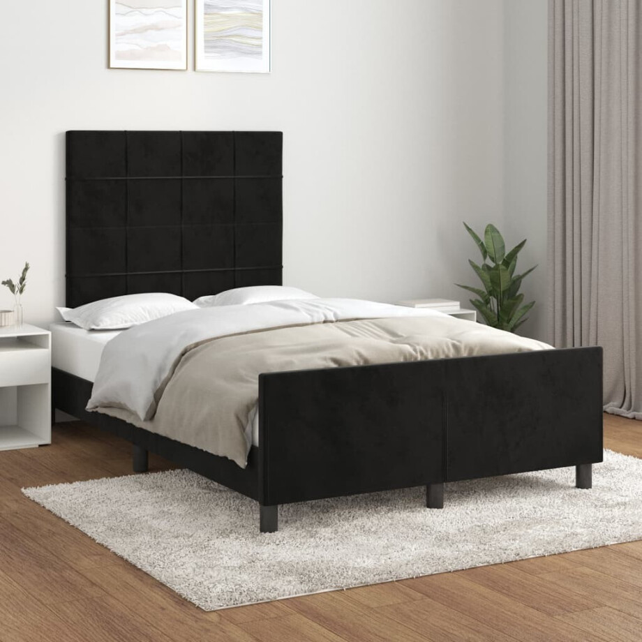 vidaXL Bedframe zonder matras 120x200 cm fluweel zwart vidaXL Bedframe zonder matras 120x200 cm fluweel zwart afbeelding 1
