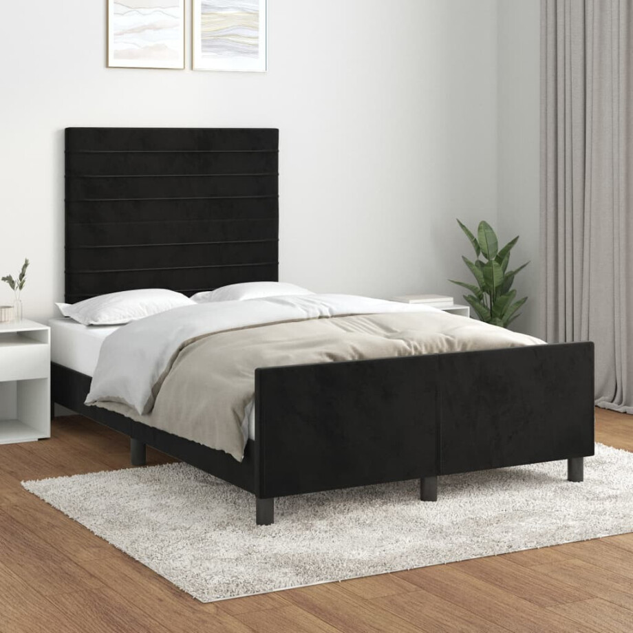 vidaXL Bedframe zonder matras 120x200 cm fluweel zwart vidaXL Bedframe zonder matras 120x200 cm fluweel zwart afbeelding 1
