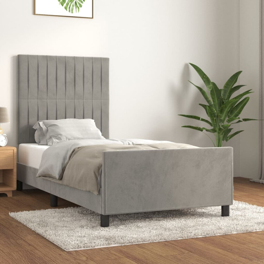 vidaXL Bedframe zonder matras 80x200 cm fluweel lichtgrijs afbeelding 1