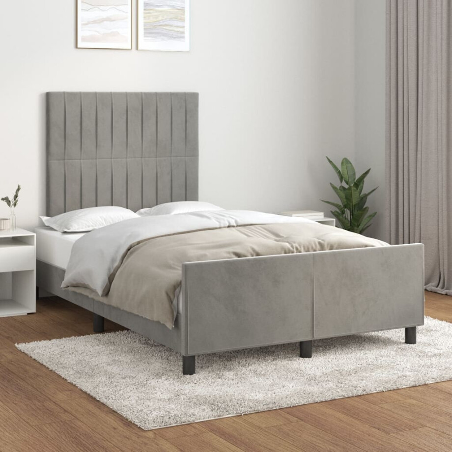 vidaXL Bedframe zonder matras 120x200 cm fluweel lichtgrijs afbeelding 1
