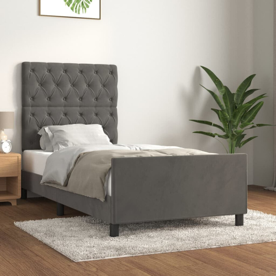 vidaXL Bedframe zonder matras 80x200 cm fluweel donkergrijs vidaXL Bedframe zonder matras 80x200 cm fluweel donkergrijs afbeelding 1