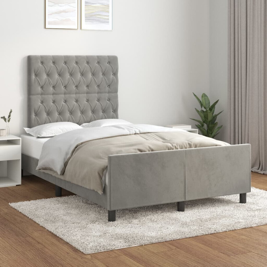 vidaXL Bedframe zonder matras 120x200 cm fluweel lichtgrijs vidaXL Bedframe zonder matras 120x200 cm fluweel lichtgrijs afbeelding 1