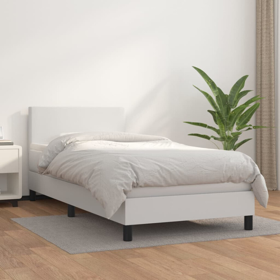 vidaXL Boxspring met matras kunstleer wit 80x200 cm afbeelding 1