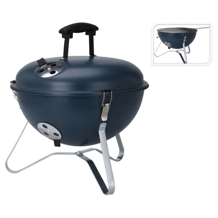 ProGarden Barbecue bolvormig 37 cm donkerblauw afbeelding 1