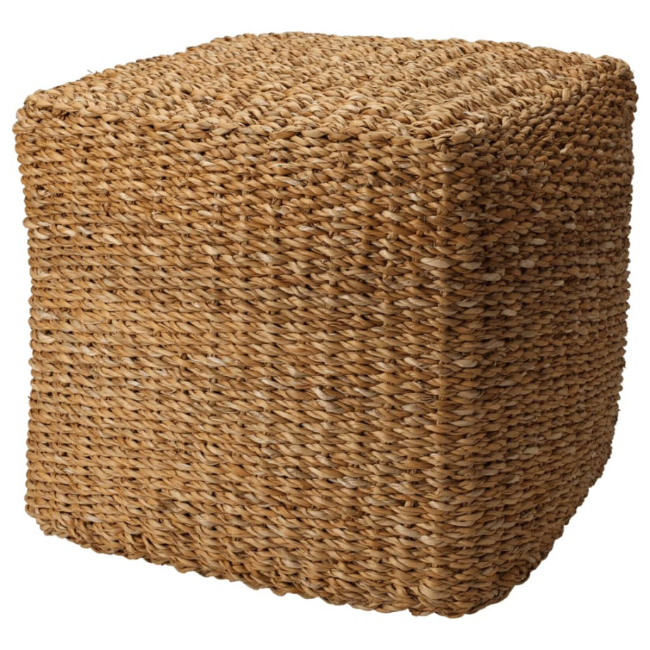 Home&Styling Poef vierkant naturel 40x40x38 cm zeegras afbeelding 1