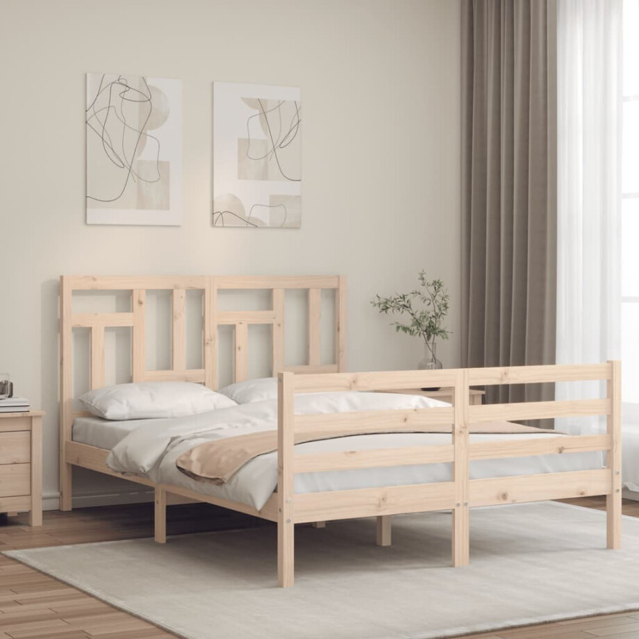 vidaXL Bedframe met hoofdbord massief hout vidaXL Bedframe met hoofdbord massief hout afbeelding 1