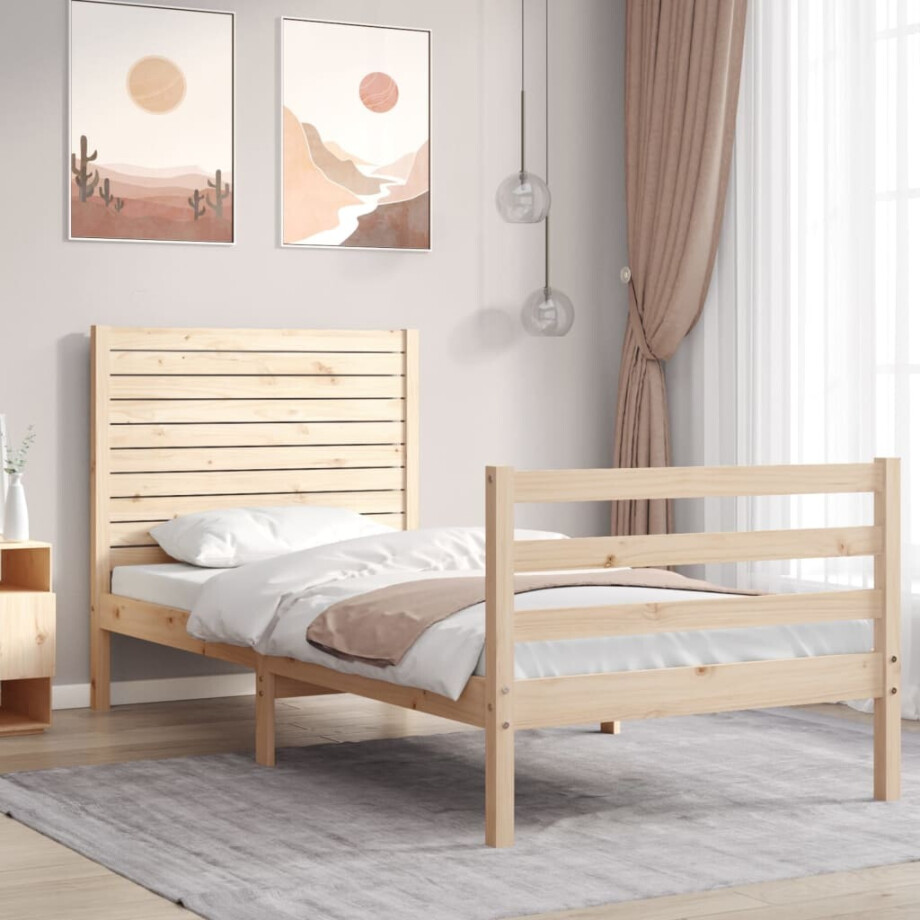 vidaXL Bedframe met hoofdbord massief hout vidaXL Bedframe met hoofdbord massief hout afbeelding 1