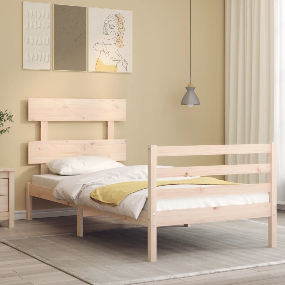 vidaXL Bedframe met hoofdbord massief hout vidaXL Bedframe met hoofdbord massief hout afbeelding 1