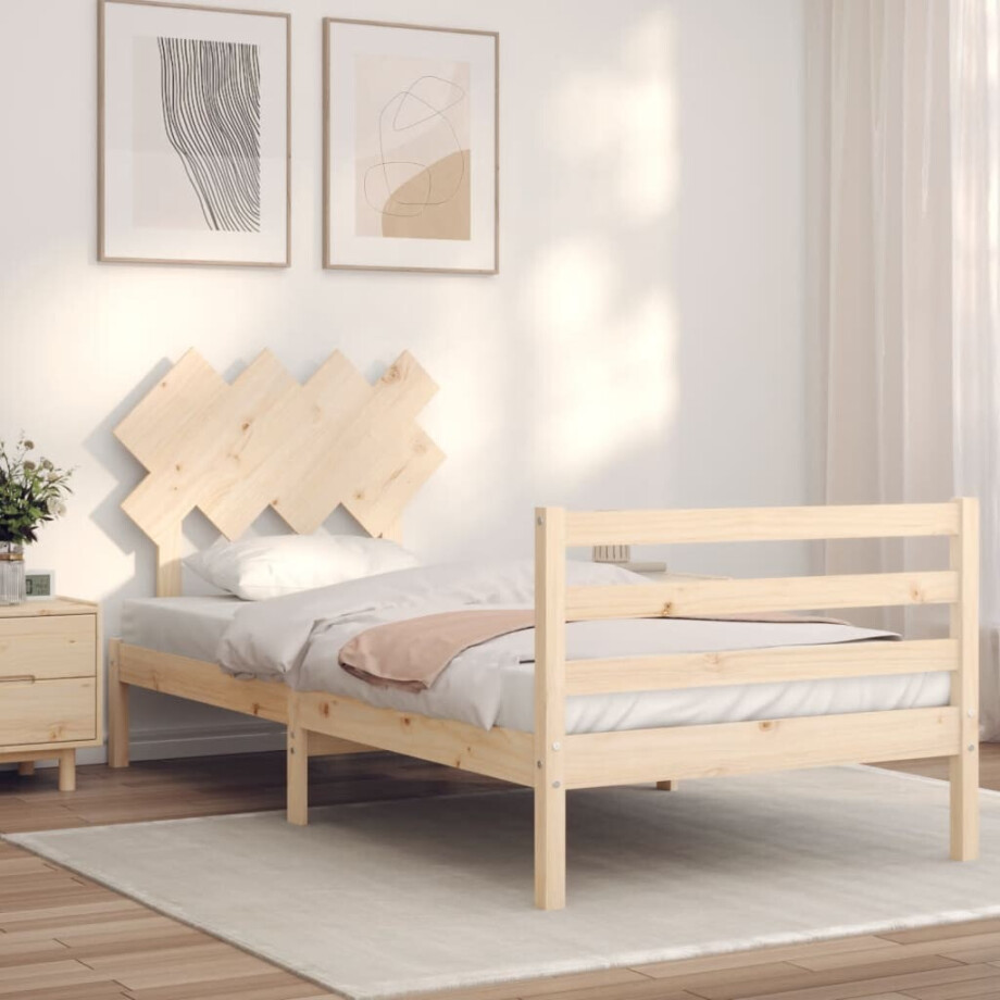 vidaXL Bedframe met hoofdbord massief hout vidaXL Bedframe met hoofdbord massief hout afbeelding 1