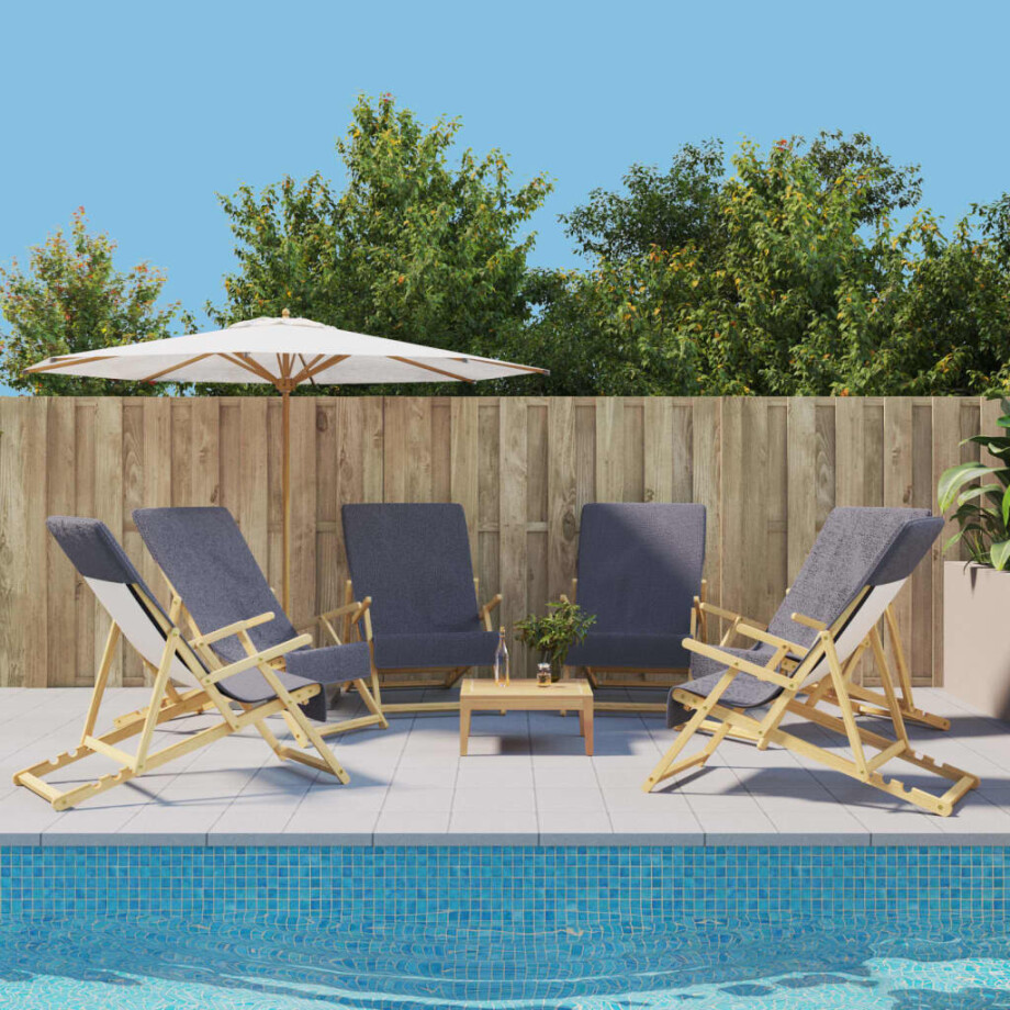 vidaXL Strandhanddoeken 6 st 400 g/m² 60x135 cm stof antracietkleurig afbeelding 1