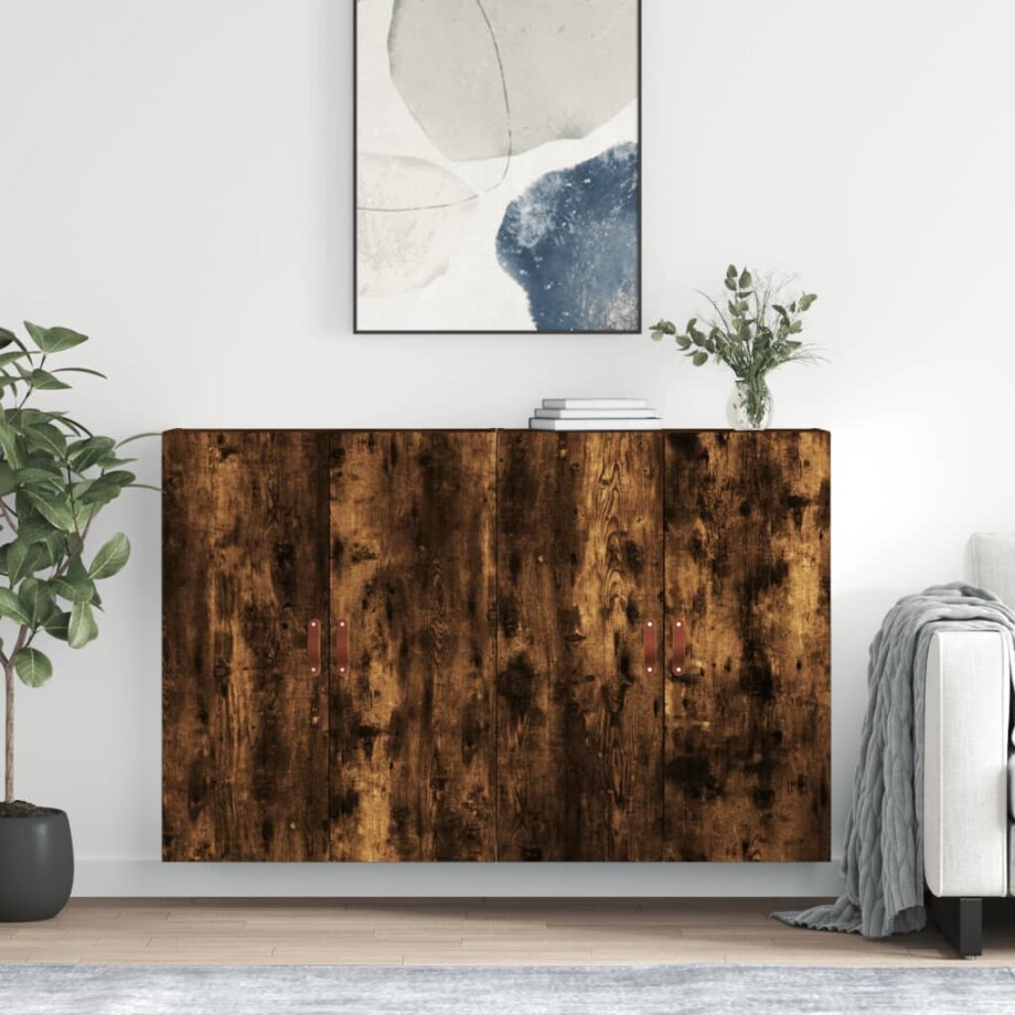 vidaXL Hangkasten 2 st 69,5x34x90 cm gerookt eikenkleurig afbeelding 1
