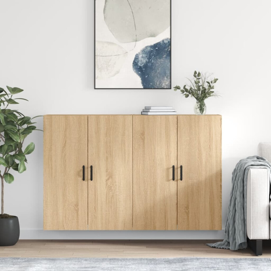 vidaXL Hangkasten 2 st 69,5x34x90 cm sonoma eikenkleurig afbeelding 1