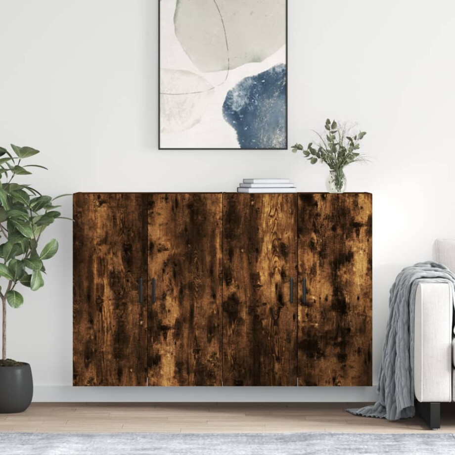 vidaXL Hangkasten 2 st 69,5x34x90 cm gerookt eikenkleurig afbeelding 1
