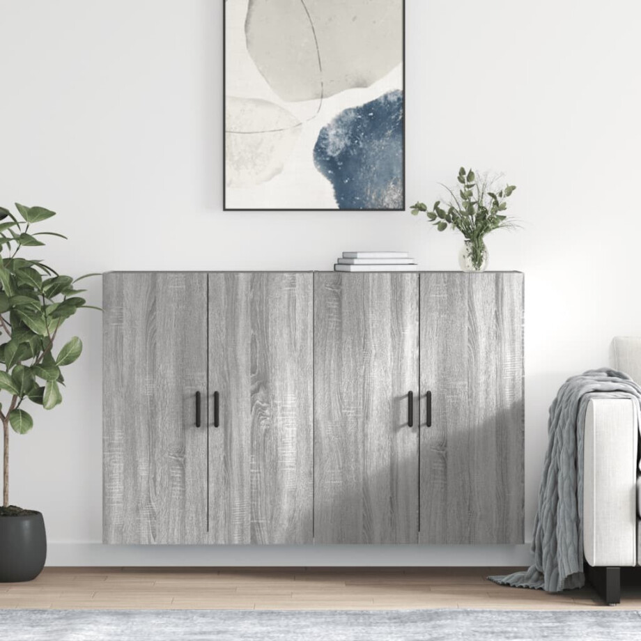 vidaXL Hangkasten 2 st 69,5x34x90 cm grijs sonoma eikenkleurig afbeelding 1