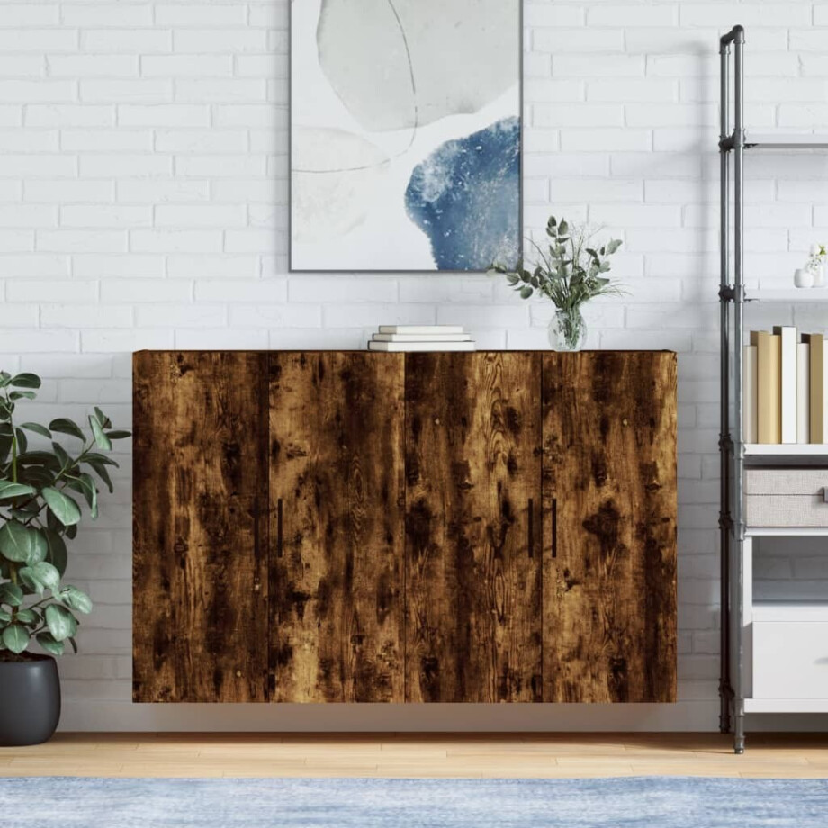 vidaXL Hangkasten 2 st 69,5x34x90 cm gerookt eikenkleurig afbeelding 1