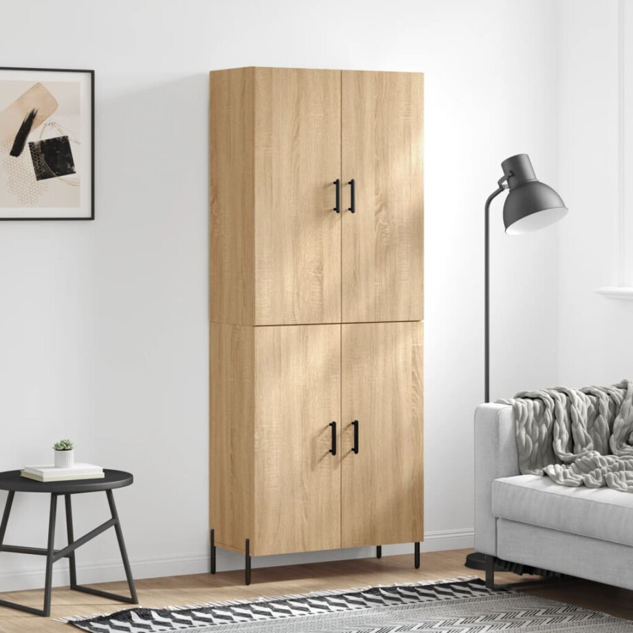 vidaXL Hoge kast 69,5x34x180 cm bewerkt hout sonoma eikenkleurig afbeelding 1