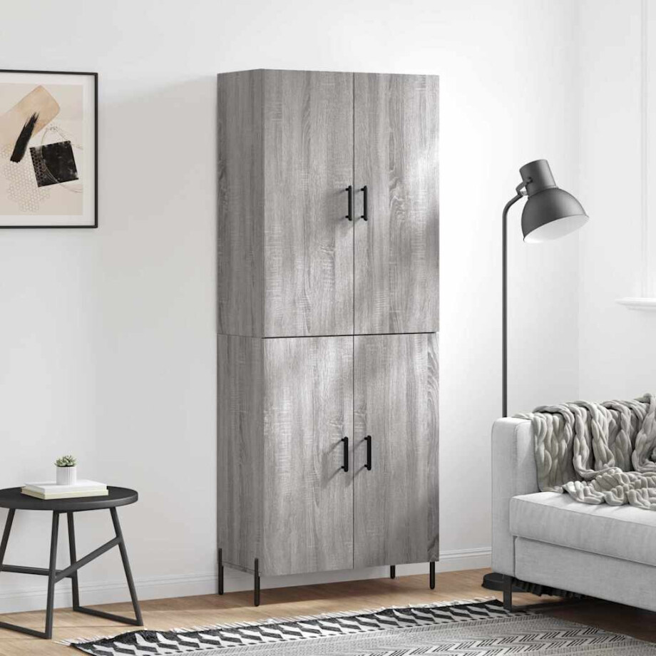 vidaXL Hoge kast 69,5x34x180 cm bewerkt hout grijs sonoma eikenkleurig afbeelding 1