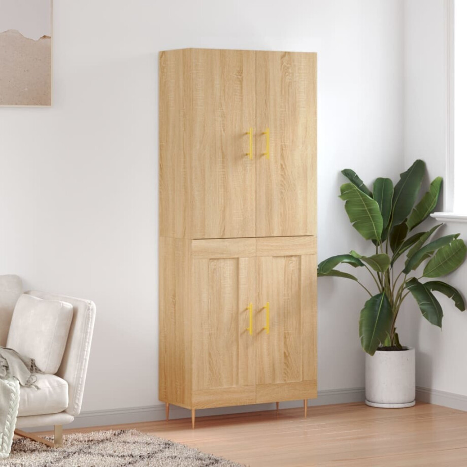 vidaXL Hoge kast 69,5x34x180 cm bewerkt hout sonoma eikenkleurig afbeelding 1