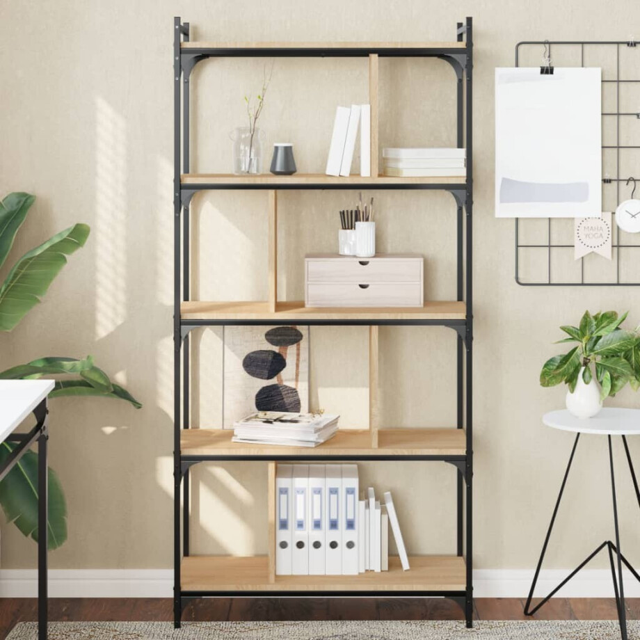 vidaXL Boekenkast 5-laags 76x32x158 cm bewerkt hout sonoma eikenkleur vidaXL Boekenkast 5-laags 76x32x158 cm bewerkt hout sonoma eikenkleur afbeelding 1
