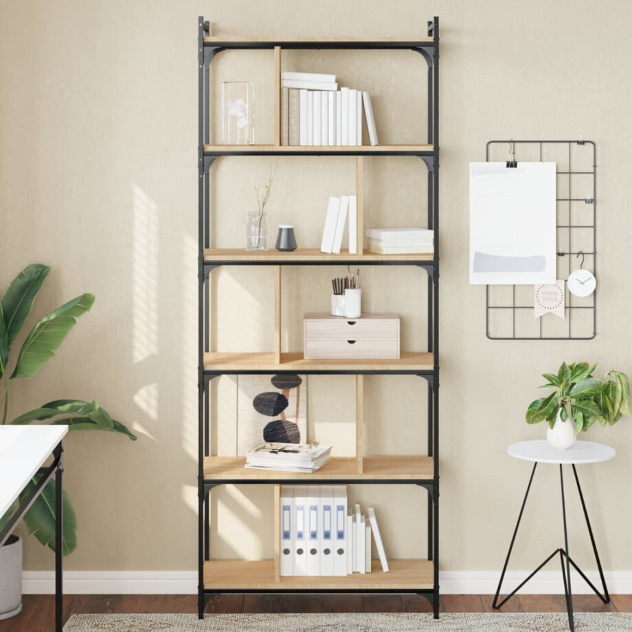 vidaXL Boekenkast 6-laags 76x32x192 cm bewerkt hout sonoma eikenkleur afbeelding 1