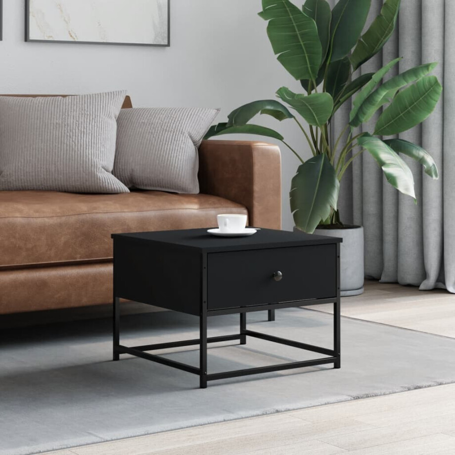 vidaXL Salontafel 51x51x40 cm bewerkt hout zwart afbeelding 1
