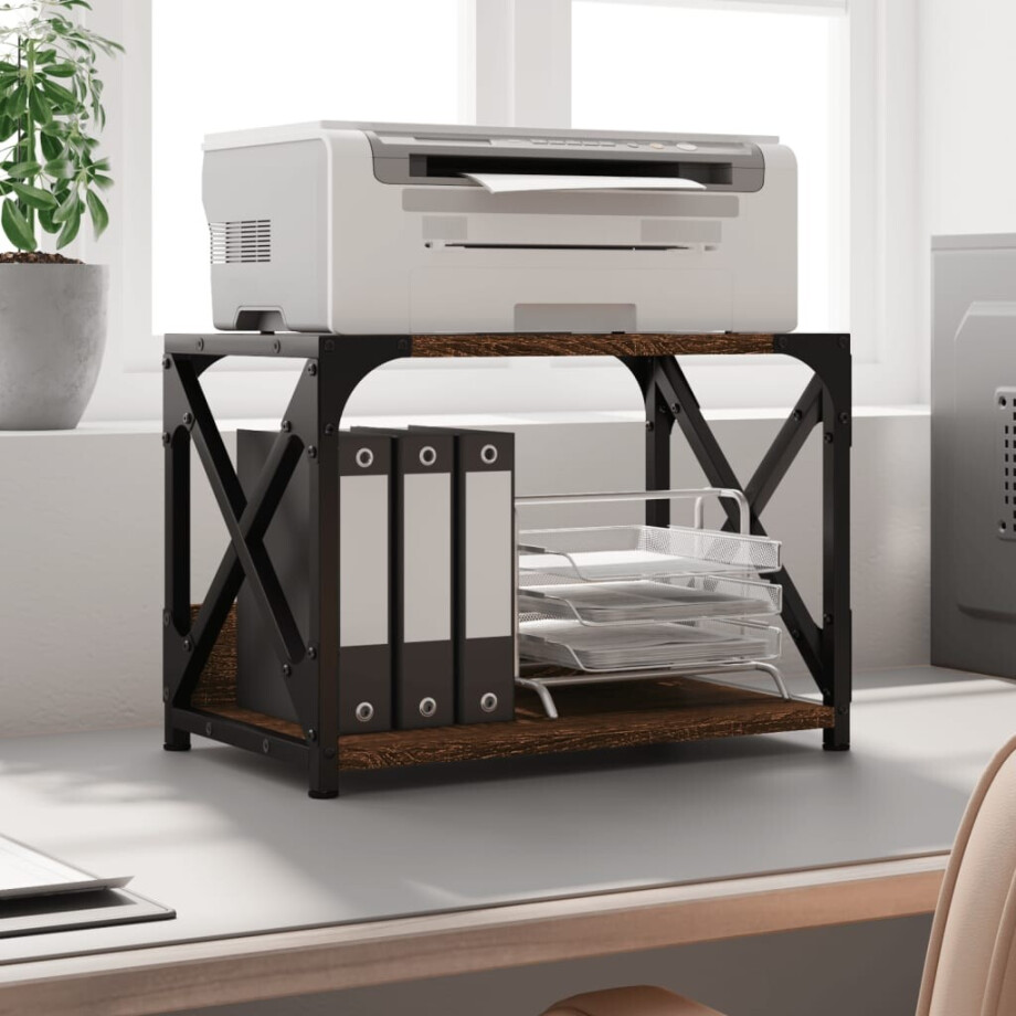 vidaXL Printerstandaard 44x26x31,5 cm bewerkt hout bruin eikenkleur vidaXL Printerstandaard 44x26x31,5 cm bewerkt hout bruin eikenkleur afbeelding 1