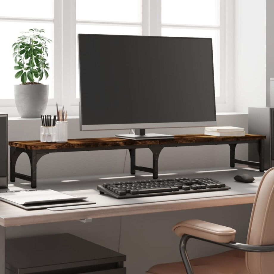 vidaXL Monitorstandaard 105x23x15,5 cm bewerkt hout gerookt eikenkleur vidaXL Monitorstandaard 105x23x15,5 cm bewerkt hout gerookt eikenkleur afbeelding 1