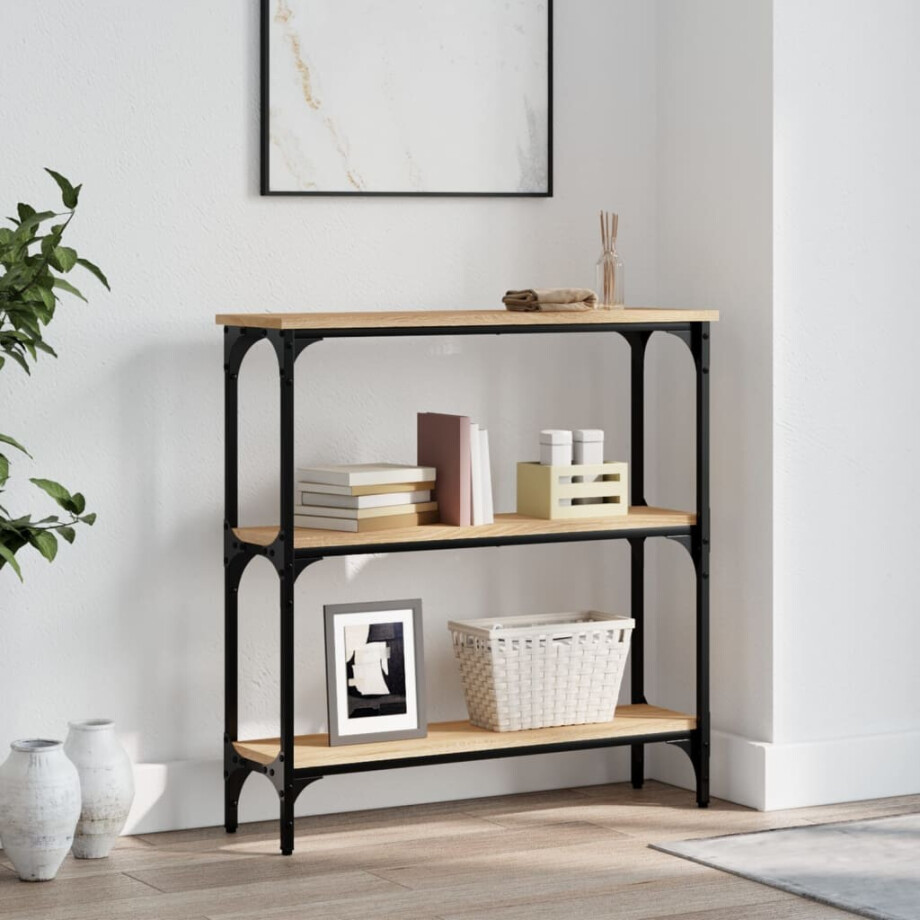 vidaXL Wandtafel 75x22,5x75 cm bewerkt hout sonoma eikenkleurig afbeelding 1