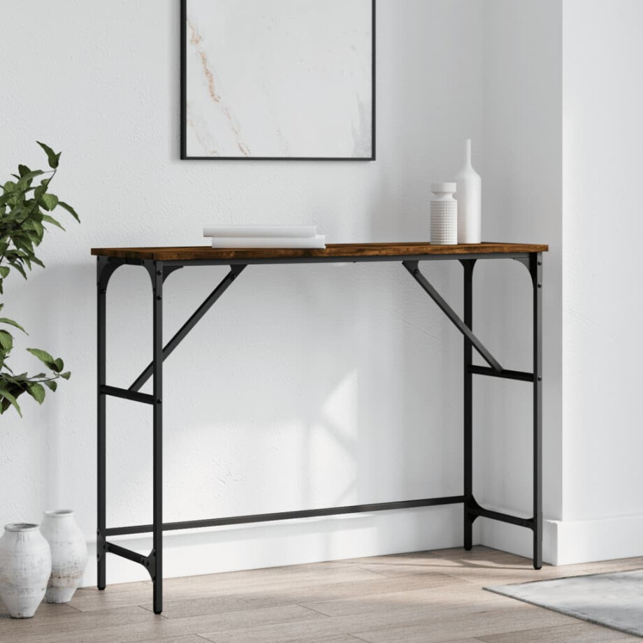 vidaXL Wandtafel 100x32x75 cm bewerkt hout gerookt eikenkleurig vidaXL Wandtafel 100x32x75 cm bewerkt hout gerookt eikenkleurig afbeelding 1