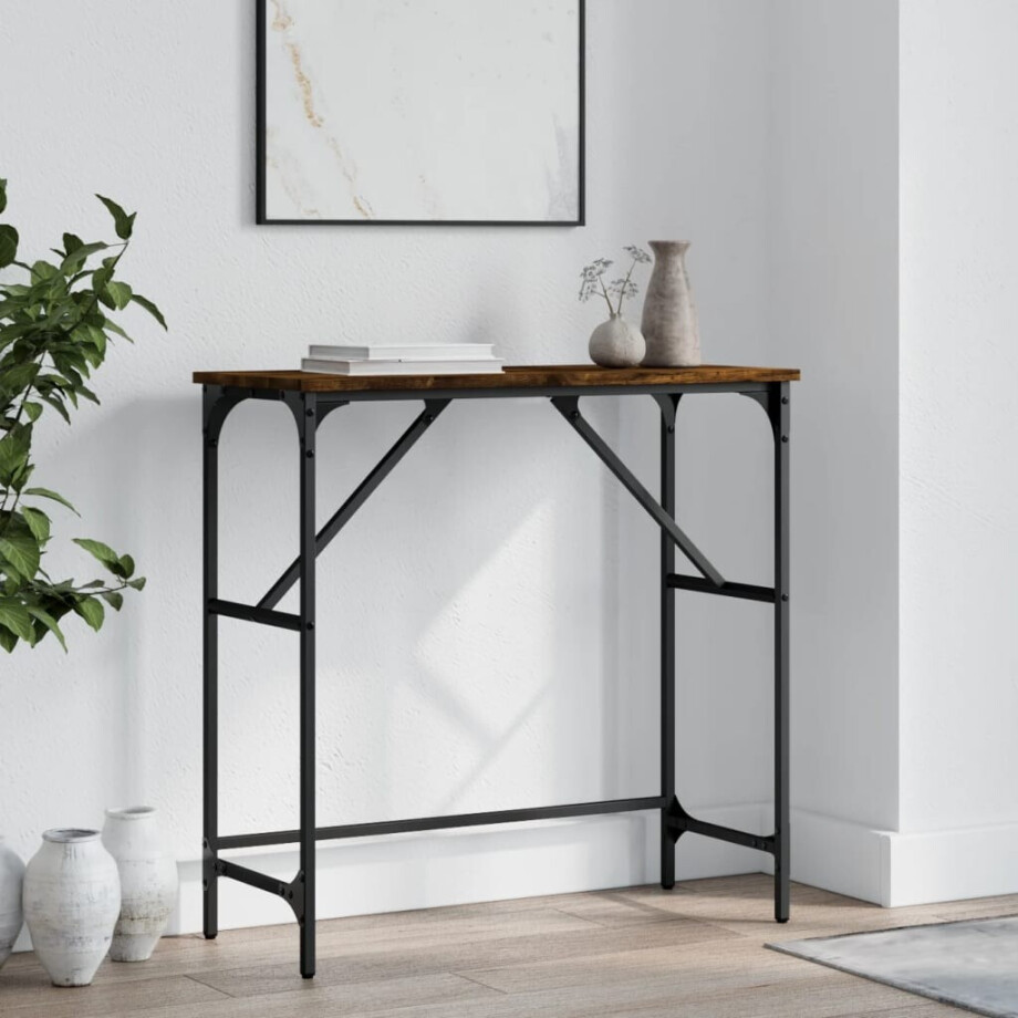 vidaXL Wandtafel 75x32x75 cm bewerkt hout gerookt eikenkleurig vidaXL Wandtafel 75x32x75 cm bewerkt hout gerookt eikenkleurig afbeelding 1