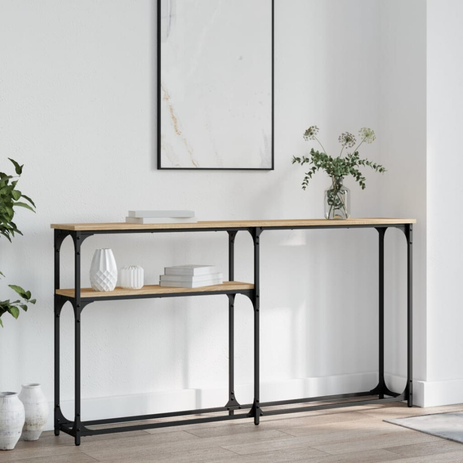 vidaXL Wandtafel 145x22,5x75 cm bewerkt hout sonoma eikenkleurig vidaXL Wandtafel 145x22,5x75 cm bewerkt hout sonoma eikenkleurig afbeelding 1