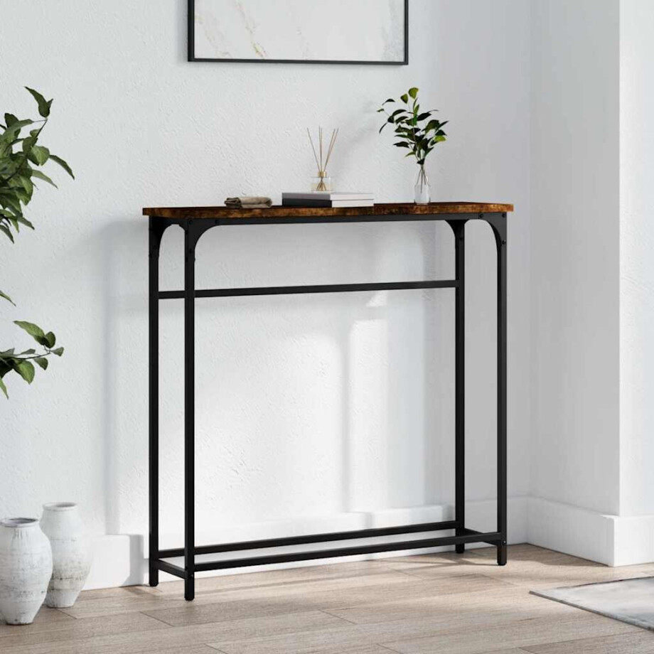 vidaXL Wandtafel 75x19,5x75 cm bewerkt hout gerookt eikenkleurig afbeelding 1