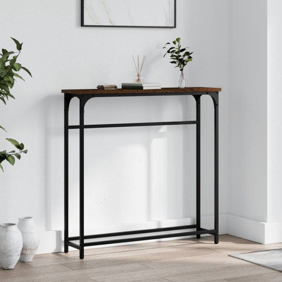 vidaXL Wandtafel 75x19,5x75 cm bewerkt hout bruin eikenkleur vidaXL Wandtafel 75x19,5x75 cm bewerkt hout bruin eikenkleur afbeelding 1
