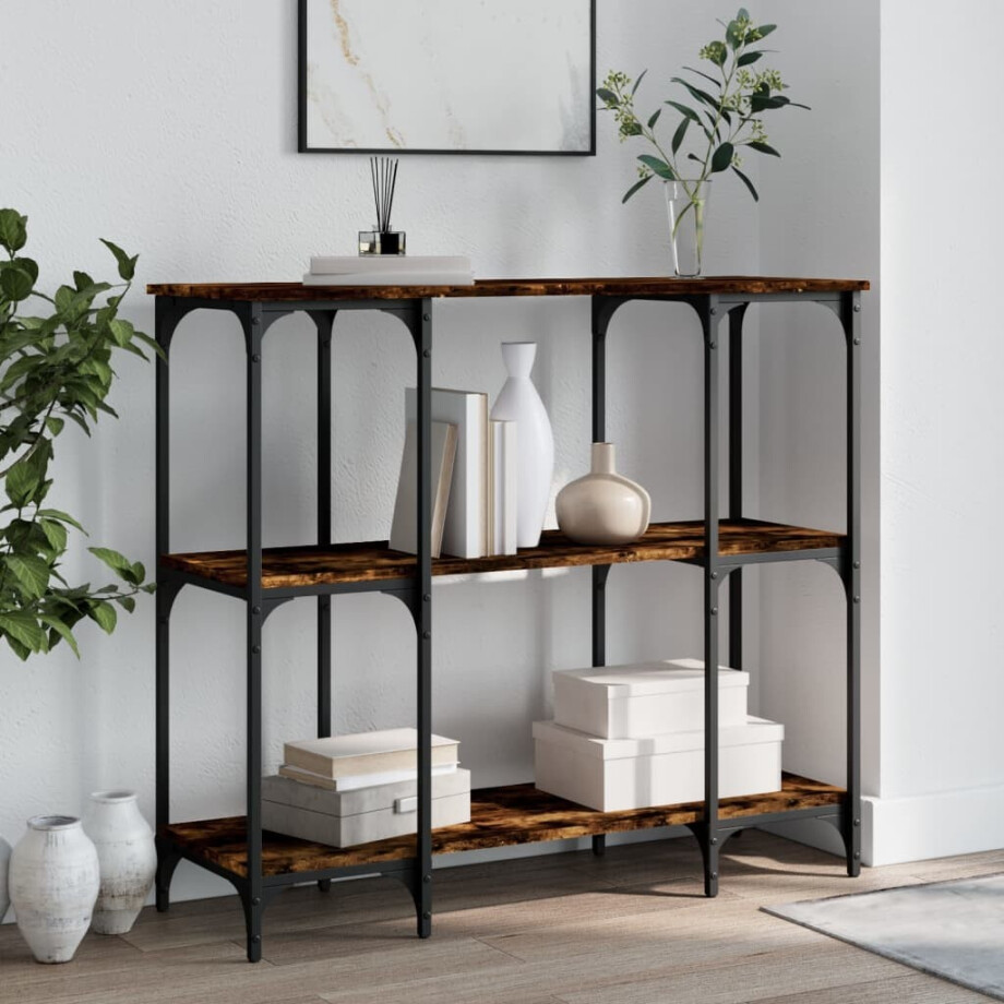 vidaXL Wandtafel 102x35x90 cm bewerkt hout gerookt eikenkleurig afbeelding 1