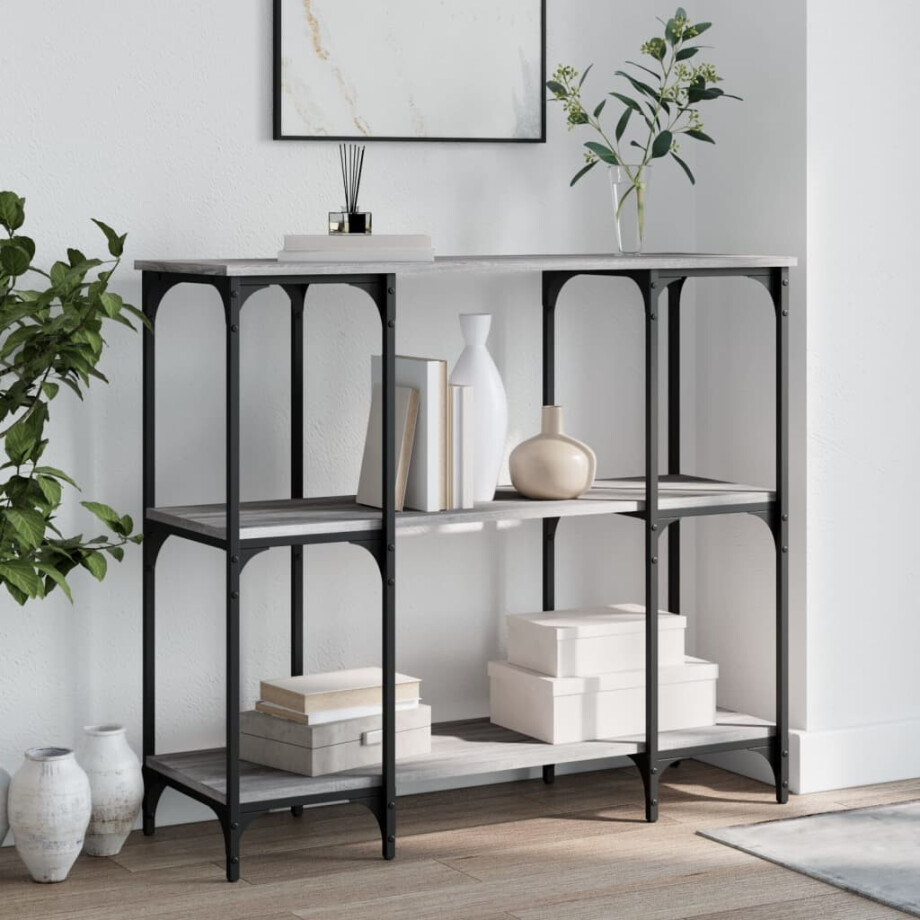 vidaXL Wandtafel 102x35x90 cm bewerkt hout grijs sonoma eikenkleurig afbeelding 1