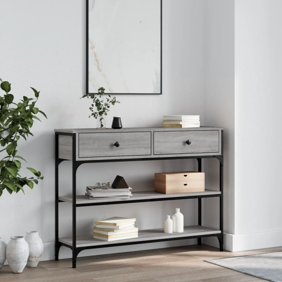 vidaXL Wandtafel 100x25x75 cm bewerkt hout grijs sonoma eikenkleurig afbeelding 1