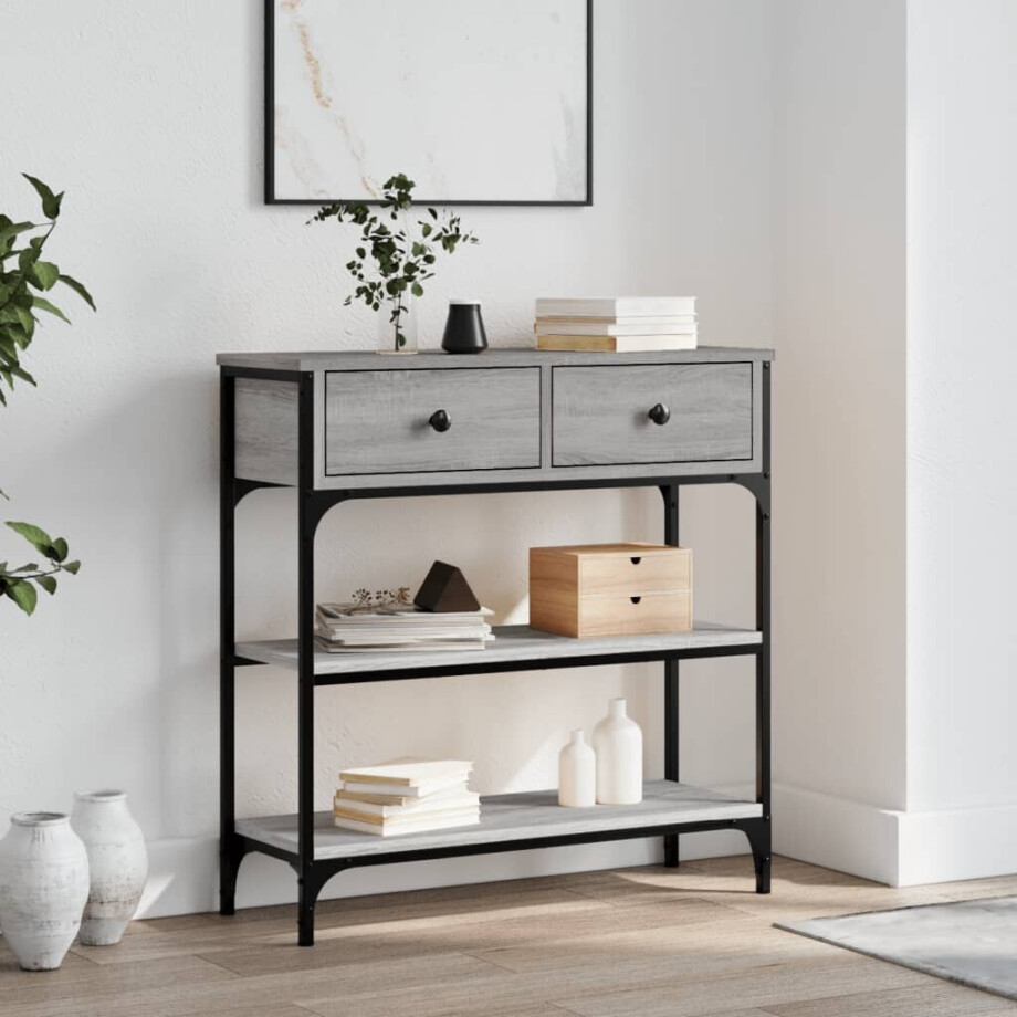 vidaXL Wandtafel 72,5x25x75 cm bewerkt hout grijs sonoma eikenkleurig afbeelding 1