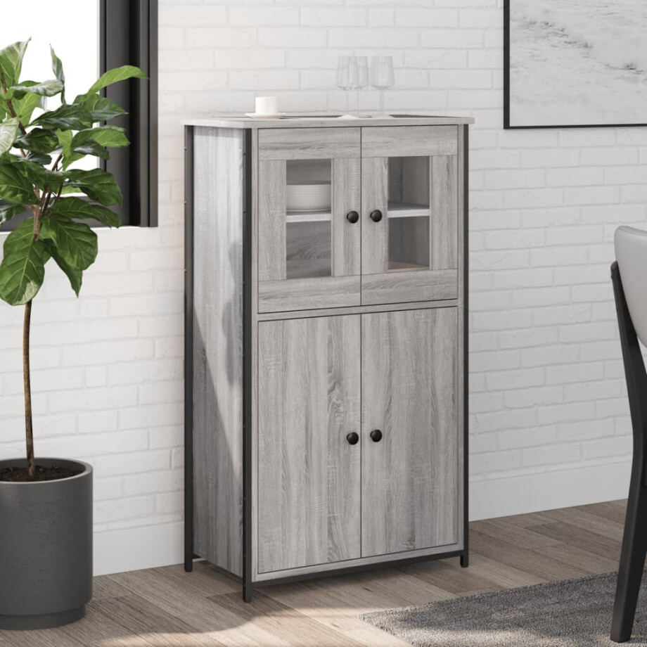 vidaXL Hoge kast 62x32x106,5 cm bewerkt hout grijs sonoma afbeelding 1
